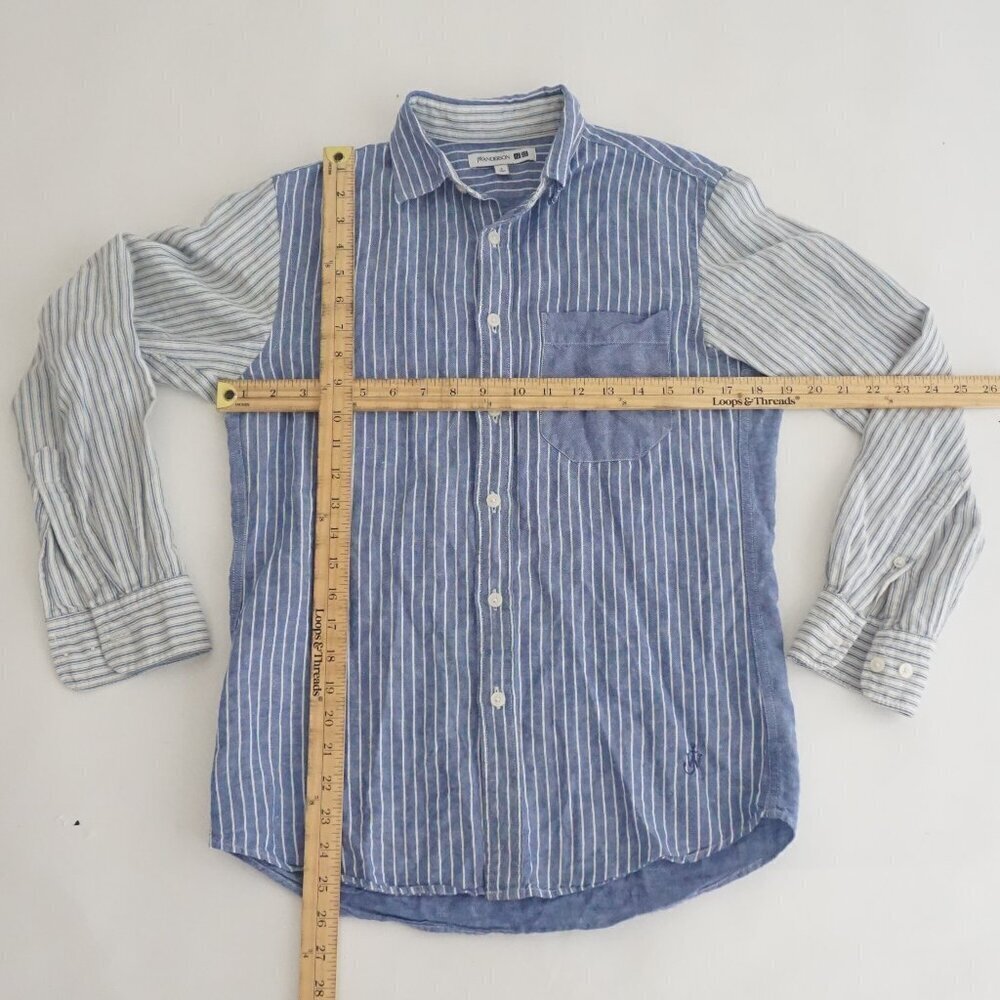 Jw Anderson X Uniqlo Blue White Stripe Linen Blend Button Down Dress Shirt Small